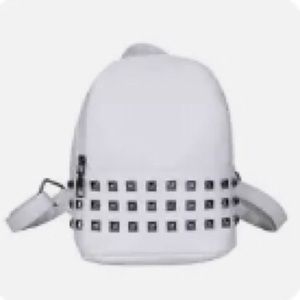 White faux leather mini backpack silver studs